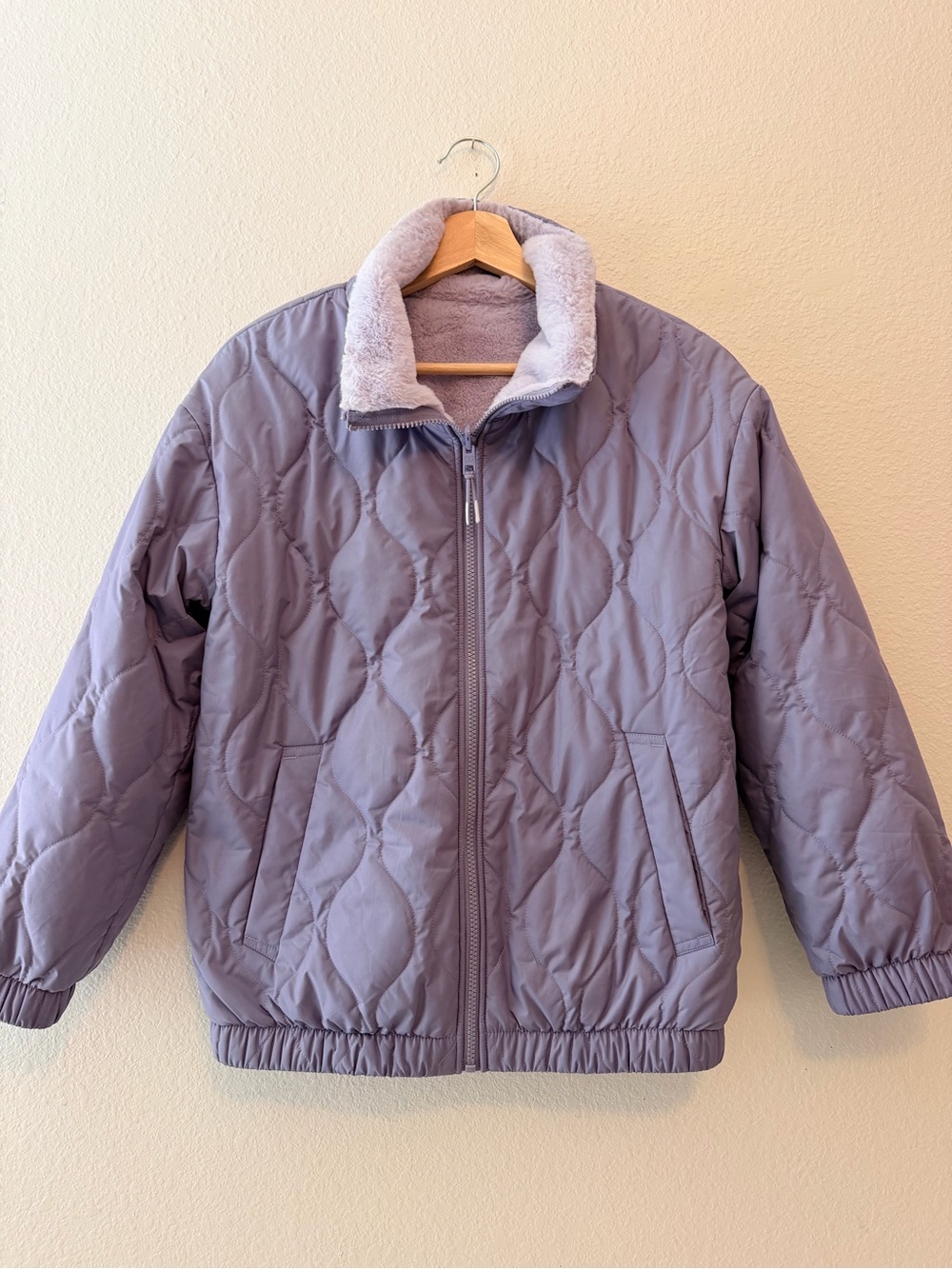 Athleta Girl Reversible Quilted Plush Jacket L 12